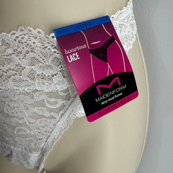 Maidenform Sexy Must Have Sheer Lace Thong Underwear Dmeslt White XL / 8 - Picture 2 of 6